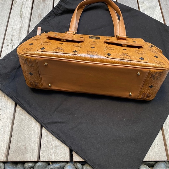 MCM Cognac Boston Satchel Tote Visetose Speedy Bag - Picture 4 of 9